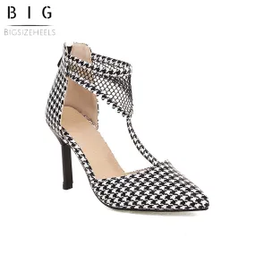 Bigsizeheels Cutout Mesh Ankle Strap Stiletto Sandals - Lattice